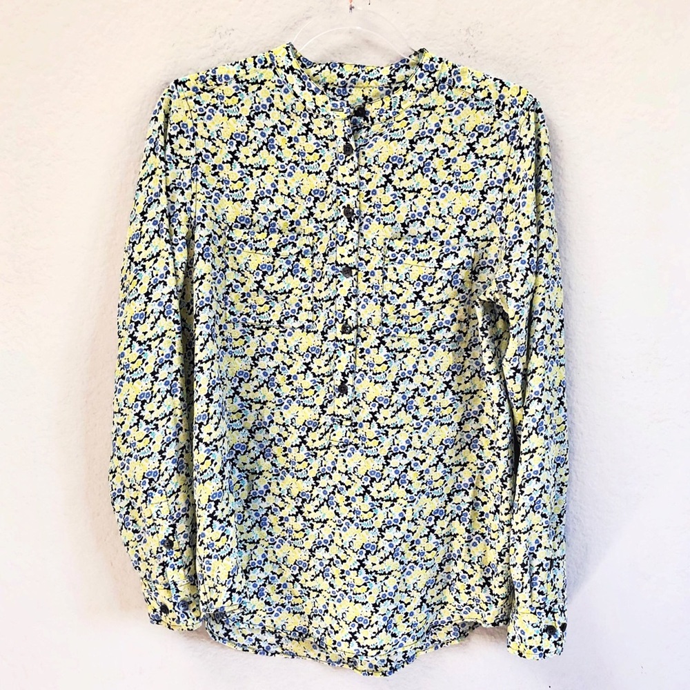 Equipment Floral Silk Blouse Button Front Sz Small